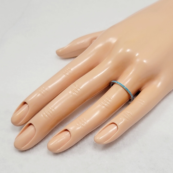 Sterling Silver Turquoise Eternity Band - Picture 14 of 16